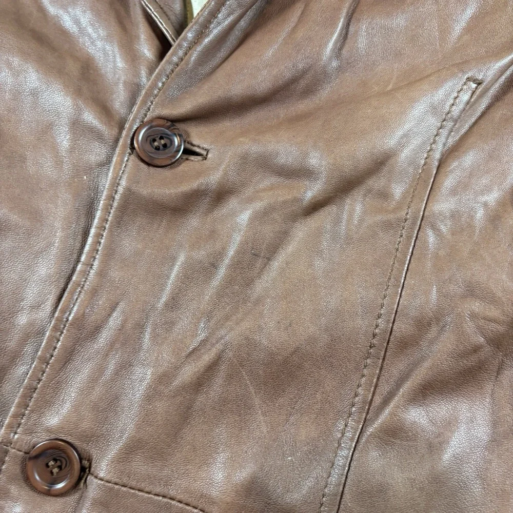 Vintage 90s Wilsons Leather Blazer Jacket Mens XXL Brown 2 Button Car Coat Lined